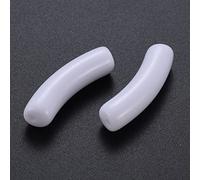 Pandahall 20pcs perles acryliques opaques tube incurvé perles intercalaires de nouilles blanches crémeuses pour la fabrication de bracelets en tube de bambou 32x9.5x8mm trou: 1.8mm