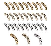 PandaHall 3 Couleurs Perles de Tube incurvé, 30pcs Glissière de Tube de Torsion Perles d'espacement en métal 32 mm Perles de Nouilles Creuses Perles tibétaines pour Bijoux Collier Bracelet,Trou 4mm
