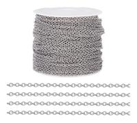 PandaHall 32.8 pieds chaînes de câbles en acier inoxydable 2x1.5x0.4mm lien croisé ovale non soudé avec bobine pour la fabrication de bijoux