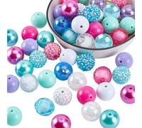 PandaHall 50pcs Gros Morceaux de Perles, 20mm Perles Acryliques Grandes Perles Strass Colorées Perles Rondes Perles Entretoises pour Bijoux Bracelet D'amitié Fournitures D'artisanat Fait À La Main