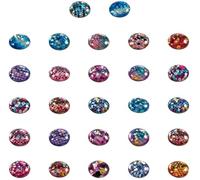 PandaHall 70pcs 35 Styles Cabochons en Verre écailles de Sirène 12 mm Peau de Poisson Cabochons en Verre Plat Dôme Gemmes pour Photo Cameo Pendentif Fabrication de Bijoux Artisanat Scrapbooking