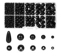 PandaHall 739pcs Perles d'imation Perles 5 Styles Perles Noires Brillantes Perles d'espacement Rondes en Forme de Larme Perles Artisanales de Perles pour Bijoux de Bricolage Mariage 4/6/8/10mm