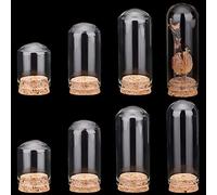 PandaHall 8pcs Cloche 4 Tailles Dôme de présentation en Verre avec Base en liège Mini Bouteilles en Verre Vitrine de bocaux décoratifs pour Le Stockage de Fleurs Accueil Fête de Noël 17/30/35/40ml