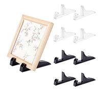 pandahall 8PCS Supports de chevalet de Cadre Photo en Plastique, 2 Couleurs Supports de Plaque Noirs et Transparents Support d'affichage d'image pour Photo, Assiettes Faites à la Main, pièces d'art