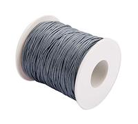 PandaHall 91m 1 mm Fil de Coton ciré Cordon en Coton ciré tressé Fil macramé Kumihimo pour Bracelet, Collier, Bijoux, Artisanat, Perles, Gris