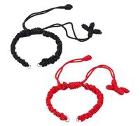 PandaHall - Bracelet réglable en nylon tressé rouge torsadé - Cordon de perles noires pour poignet, bracelet d'amitié, fabrication de bijoux