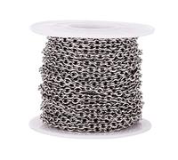 PandaHall Chaîne en acier inoxydable de 1,9 m - 4 x 3 x 0,8 mm - Maille transversale ovale non soudée avec bobine pour la fabrication de bijoux