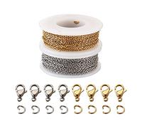 PandaHall Chaîne torsadée non soudée en acier inoxydable avec fermoirs mousquetons et anneau ouvert pour la fabrication de bijoux 2,5 à 2,6 x 2 x 0,5 mm