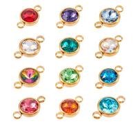 PandaHall Charms et connecteurs en strass avec breloques en pierres de naissance pendantes pour la fabrication de colliers, bracelets artisanaux en DIY, Verre