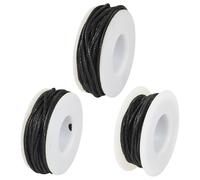 PandaHall Cordon en coton ciré pour fabrication de bracelets d'amitié, colliers, macramé - Noir - 25 m - 1 mm, 1,5 mm, 2 mm