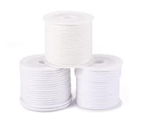 PandaHall - Cordon en coton ciré tressé - Pour fabrication de bracelets d'amitié, bijoux, macramé - Blanc - 40 m - 1 mm, 1,5 mm, 2 mm