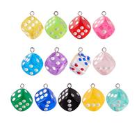 PandaHall D20 Breloques en acrylique en forme de dés polyédriques à facettes pour la fabrication de bijoux, porte-clés, loisirs créatifs, Résine