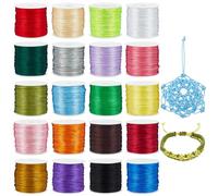 PandaHall Ele 30m/Rouleau 20 Couleurs 1mm Fil de Nylon Corde de garnure en Nylon satiné Rattail pour Collier Bracelet Perles Noeud nois Kumihimo