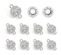 PandaHall Elite-10 sets Fermoirs Magnetiques en Alliage Strass, Rond, Platine, 17x12mm, Trou: 2mm