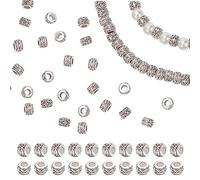 PandaHall Elite - 100pcs Style Tibétain Perles d'espacement en Alliage Perles Rondelle Antique en Argent pour la Fabrication de Bijoux, 8x5.5mm