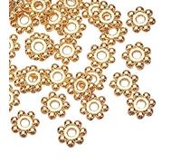 PandaHall Elite - 2000 Pcs Perles Intercalaires Perle de Fleur Doré Perles d'Espacement en Alliage pour la Fabrication de Bijoux Collier Bracelet, 4x1.2mm