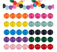 PandaHall Elite - 340-350pcs Perles de Bois Colorées, 10 Couleurs Perles Artisanales en Bois Perles Rondes en Bois Perles d'espacement pour la Fabrication de Bijoux Macramé Guirlande Ferme, 7x6mm