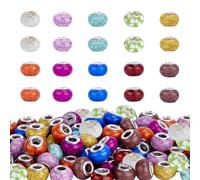 PandaHall Environ 100pcs Couleur Assortie résine Grand Trou rondelle Perles européennes avec des noyaux de Laiton de Ton Argent pour la Fabrication de Bijoux,Facette,Trou: 5mm