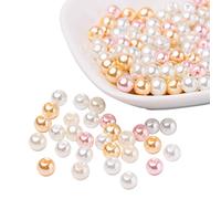 PandaHall Environ 200pcs Perle Nacrée 6mm Perles en Verre Perle Ronde pour Bracelet Collier Bijoux, Couleur Mélangée, Trou: 1mm