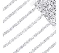 PandaHall Garniture de tresse Gimp, 20m Ruban de garniture tressé en tissu mille-pattes Garniture de volutes argentées Bordure en dentelle métallisée Garniture décorative en tissu pour costume