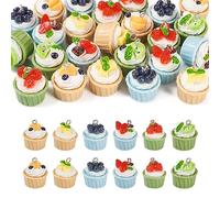 PandaHall Imitations de Bijoux en Forme d'Aliments - Pendentifs en Résine pour Gâteaux, Pain, Glaces, Jus, Fruits, Boissons, Bubble Tea - Pendentifs à Suspendre pour la Création de Bijoux, 18-19 mm di