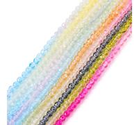 PandaHall Lot de 10 fils de perles rondes à facettes en verre de cristal de 2 mm de couleur dégradée pour loisirs créatifs, bracelets, bijoux