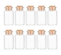 PandaHall-Lot de 10 Fioles Flacons, 10ml Mini Bouteilles en Verre Bouchon Liege pr Conteneur Recipient de Perles Creation Stockage Bijoux 40x22mm