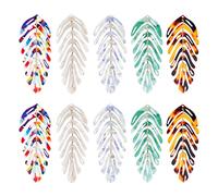 PandaHall Lot de 10 pendentifs en forme de grande feuille en acétate de cellulose de 6,9 cm avec boucles en fer pour collier, boucles d'oreilles, bijoux, travaux manuels, décoration d'intérieur