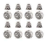 PandaHall Lot de 10 perles Guru à 3 trous de 10 mm en argent antique avec tête de Bouddha pour la fabrication de bijoux