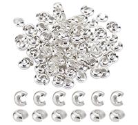 PandaHall - Lot de 100 Caches Perles ecraser en Laiton Couleur Argente 3mm