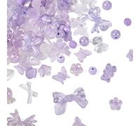 PandaHall Lot de 100 g de perles en acrylique assorties en forme de cœur, nœud, ours, bonbons, perles rondes en vrac pour fabrication de bracelets, colliers, bijoux