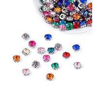 PandaHall Lot de 100 perles de strass à coudre de 8 mm avec tige en laiton pour vêtements, chaussures, sacs, décorations