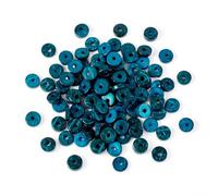PandaHall Lot de 100 perles rondes et plates en coquille de noix de coco bleues pour fabrication de bijoux