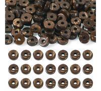 PandaHall Lot de 100 perles rondes et plates en coquille de noix de coco marron pour fabrication de boucles d'oreilles, bracelets, colliers, bijoux