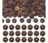 PandaHall Lot de 100 perles rondes plates en noix de coco de 12 mm pour fabrication de bijoux Marron