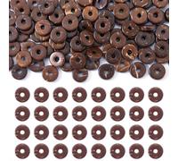 PandaHall Lot de 100 perles rondes plates en noix de coco de 7 mm pour fabrication de bijoux Marron