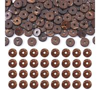 PandaHall Lot de 100 perles rondes plates en noix de coco de 8 mm pour fabrication de bijoux - Marron