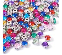 PandaHall Lot de 100 strass à coudre avec broche en laiton pour loisirs créatifs, robes, vêtements, chaussures, sacs - 6 mm - Couleurs mélangées