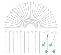 PandaHall Lot de 100pcs Clous Tête Ronde en Acier Inoxydable 50x0,6mm, Trou: 2mm