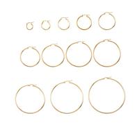 PandaHall Lot de 12 paires de grosses créoles rondes en acier inoxydable hypoallergénique - Doré, 15 ~ 70 x 2 mm - pour la fabrication de bijoux pour femmes et filles