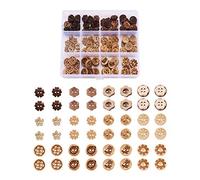 Pandahall Lot de 120 boutons à coudre en coquillage de noix de coco à 2 trous - Boutons basiques à coudre - 12 styles - Pour bricolage, couture, vêtements, accessoires, scrapbooking, décoration