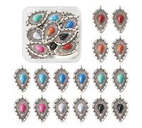 Pandahall Lot de 16 breloques en forme de goutte d'eau de style tibétain en argent antique turquoise pour femme