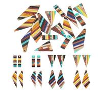 Pandahall Lot de 16 pendentifs en bois et résine, forme géométrique, rectangles longs, breloques pour confection de boucles d’oreilles, colliers et bijoux, Bois Résine, résine.