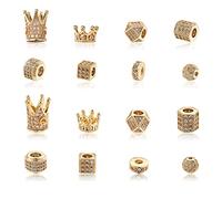 Pandahall Lot de 16 perles d'espacement en oxyde de zirconium - Plaqué or - Forme hexagonale - Pour fabrication de bracelets, colliers et bijoux