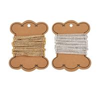 Pandahall Lot de 2 chaînes à strass en laiton avec double rangée de strass pour loisirs créatifs, bijoux, accessoires - Doré et argenté - 4 x 2 mm