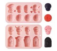 PandaHall - Lot de 2 moules en silicone en forme de crâne pour Halloween, pour chocolat, résine UV, moules de boulangerie pour bonbons, décoration de gâteau, fabrication de bijoux