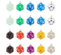 PandaHall Lot de 20 breloques D20 en forme de dés polyédriques à facettes pour la fabrication de bijoux, porte-clés, loisirs créatifs