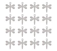 Pandahall Lot de 20 pendentifs libellules en acier inoxydable 304 pour fabrication de bracelets, colliers et bijoux 11 x 10 x 1 mm