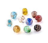 PandaHall Lot de 20 perles rondes en verre soufflé de 12 mm faites à la main - Couleur mélangée - Pour la fabrication de bijoux