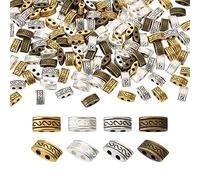 Pandahall Lot de 200 barres d'espacement rectangulaires de style tibétain à 2 trous en alliage de couleurs mélangées pour bijoux Bracelet multicouche, 5 x 10 x 4 mm - Trou : 1,5 mm